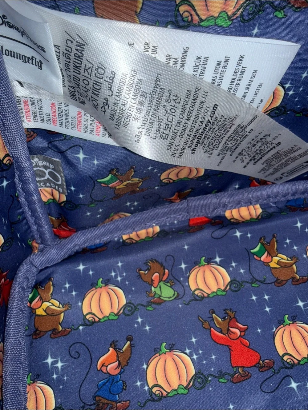 Loungefly Cinderella Mice & Pumpkins Mini Backpack in Purple with Orange Accents